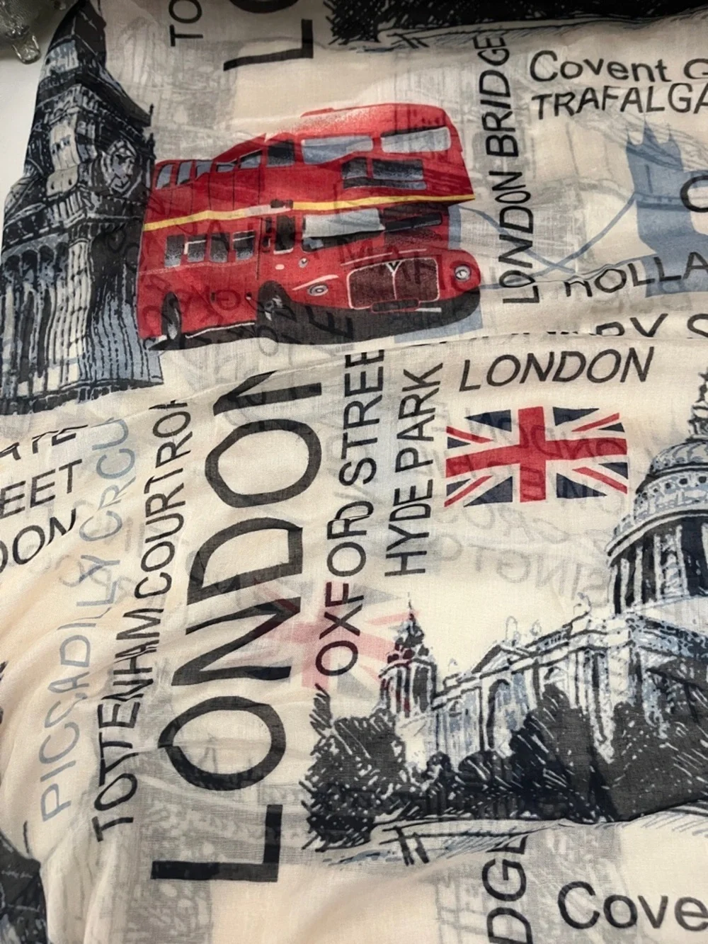 London Graphic Lightweight Scarf w/ scenes in London